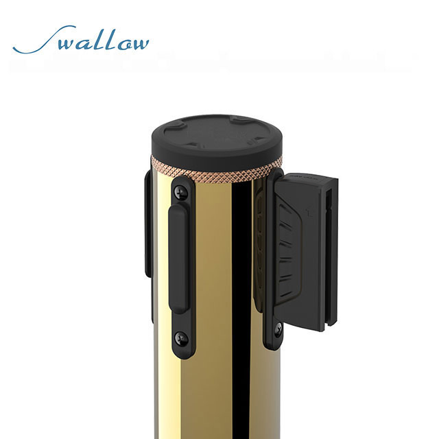 Stanchion Queue Barrier Wall Mount Crowd Control Retractable 2m Gold