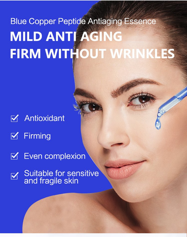 Private Label Anti Wrinkle Face Firming Blue Copper Peptide Face Serum