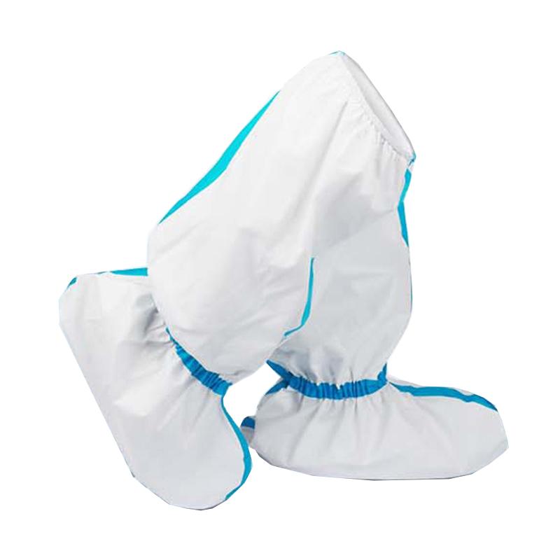 Microporous Water Resistant Boot Cover with Blue Adhesive Tape Shoe Cover with High Quality Disposable Shoe Covermaterialpp/CPE Boot Cover