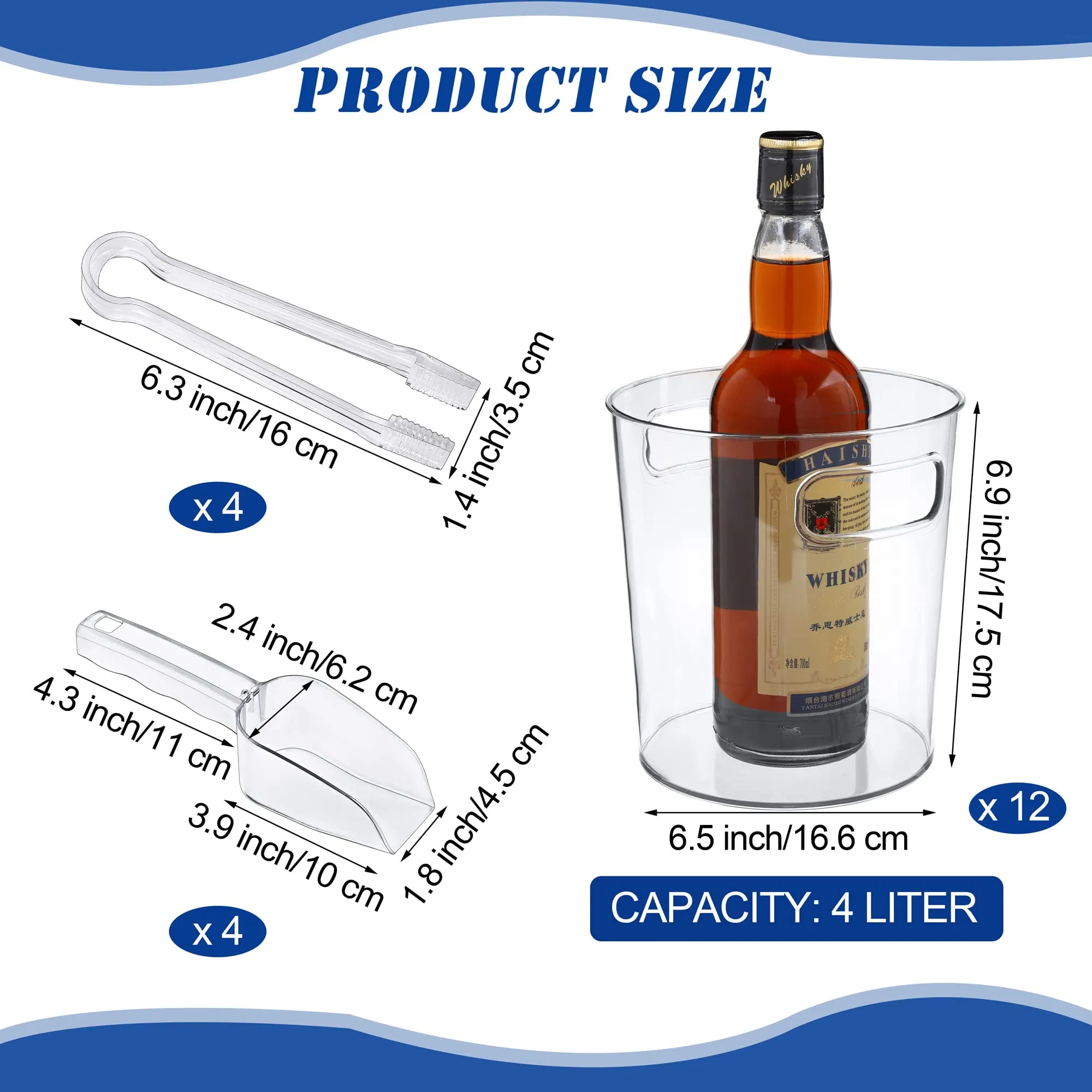 Crystal Clear Acrylic Large Wine Plastic Food Grade Ice Bucket