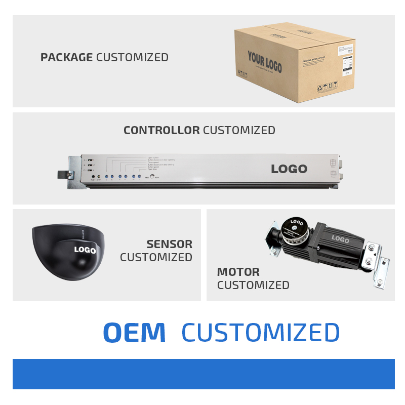 150kg Xc90 Commercial 24V Motor Frameless Remote Control Single Side Automatic Electric Glass Sliding Sensor Doors for Shopping Mall/Office