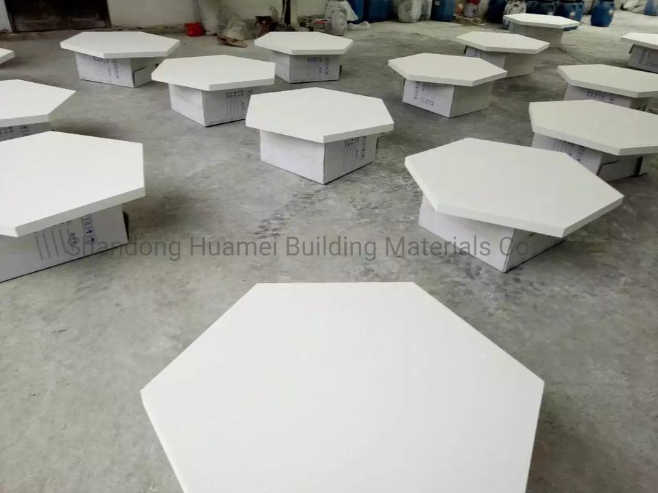 Fireproof Decorative Interior Suspended Metal Ceiling Tiles Fashionable Hexagon Glasswool Ceiling Panel