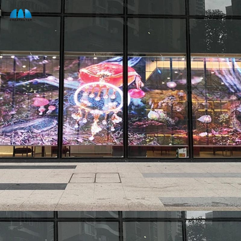 High-Brightness Indoor Glass Transparent LED Film Display Transparent Flexible Video Display Screen Transparent LED Display