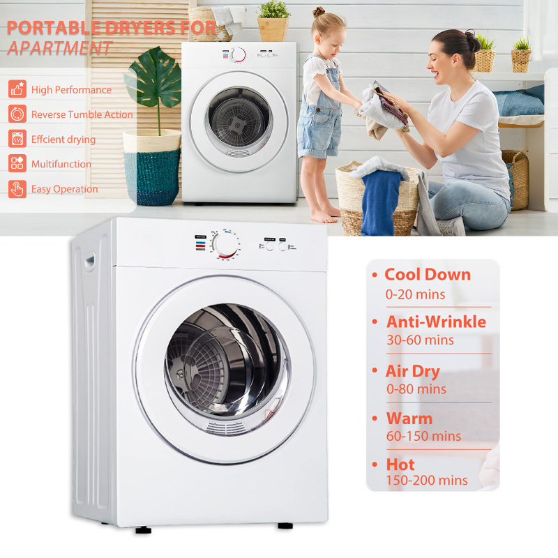 7-Mode Compact Dryer Machine 1020W for Space Saving Living