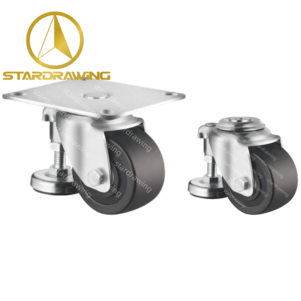 Stardrawing 65/75mm Retractable Leveling Wheels Casters with Leveling Feet
