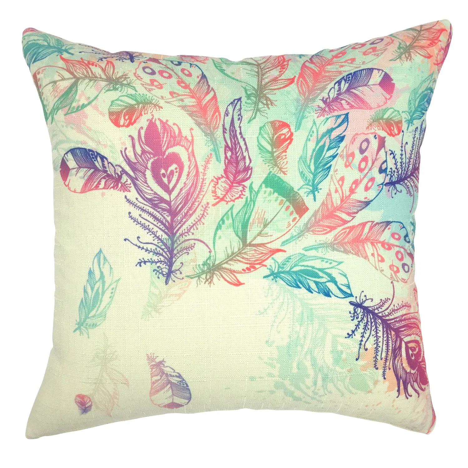 Fashion Feather Printing Design Soft Cushion on Sofa 100% Cotton Linen Fabric Chair Cushion Pillow Case Daily Use Cushion Cover