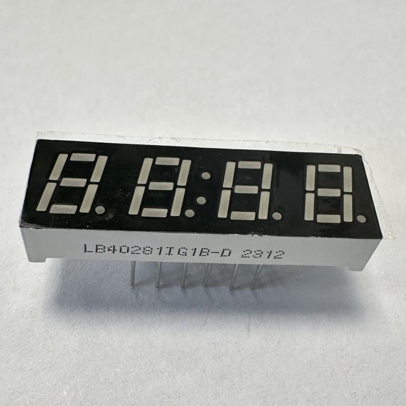 7mm 4-Digit 7-Segment LED Display, Yellow Green, Common Cathode