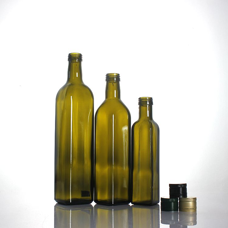 Wholesale 750ml 500ml 250ml Dark Green Square Round Kitchen Edible Olive Oil Bottle