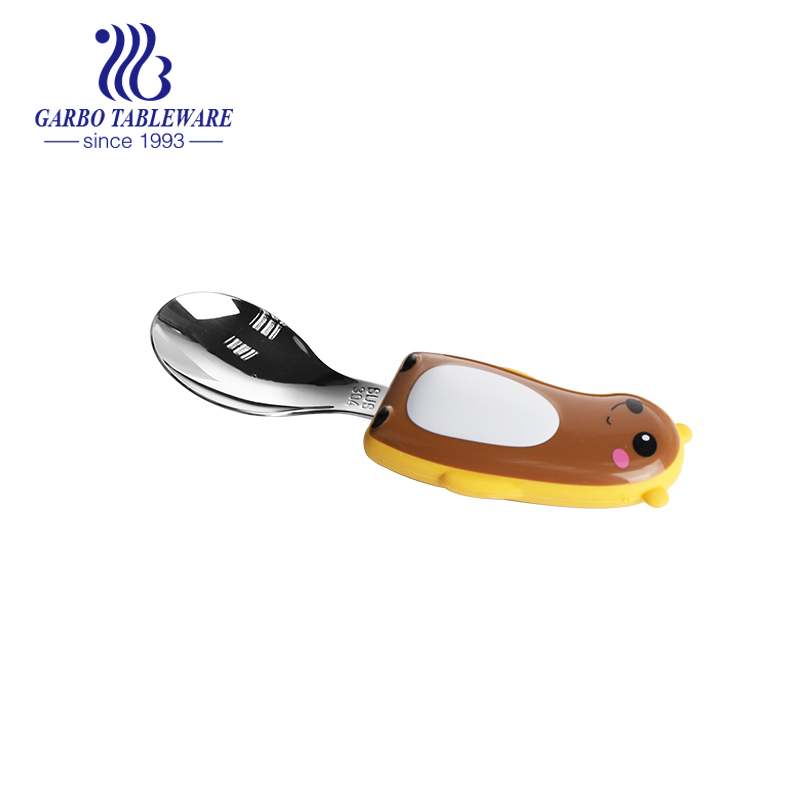 Promotion Cute Cutlery Set Adorable Kids 304ss Silver Dinnerware Set Spoon Decorative ABS Handle