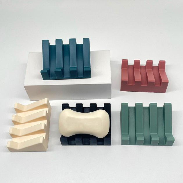 Silicone Soap Dish, Creative Bathroom Silicone Sloped Drainage Rack, Soap Holder