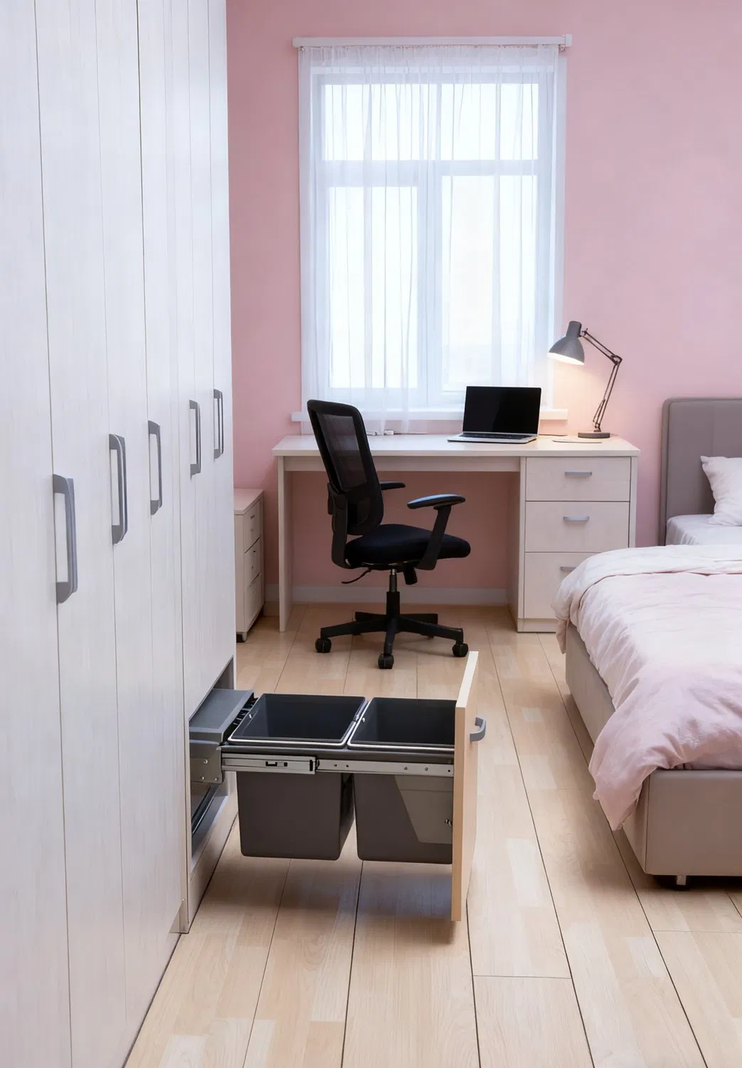 Встроенный выдвижной мусорный бак Tekey 2x15 л для кухни