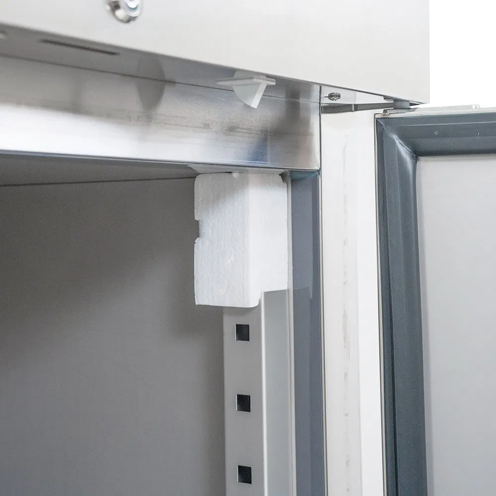 CE/TUV/ROHS 1300L Ventilated Commercial Kitchen Freezer Upright/Vertical Stainless Steel Body Double Doors Cabinet Model Refrigerator Equip Adjustable Shelves