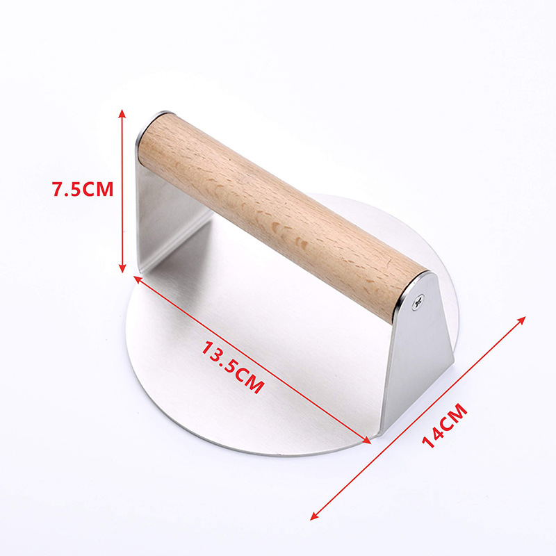 Steak Weight with Bamboo Wood Handle- Cast Iron Grill Press