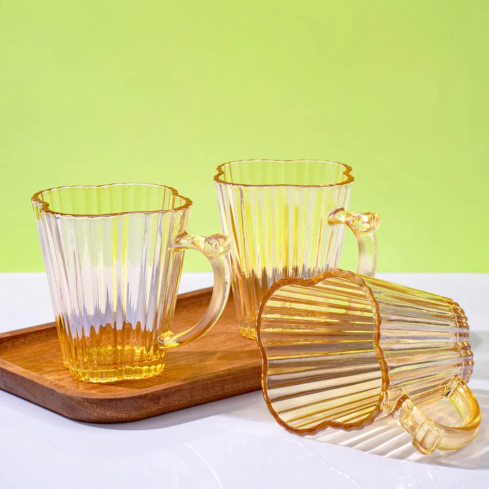 Wholesale Wide Mouth Glass Cup 200ml Empty Coffdrinking Cup Custom with Handle