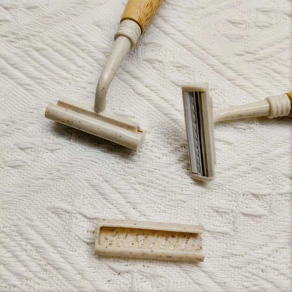 Biodegradable 2 Blade Disposable Razor Eco-Friendly Natural Bamboo Handle Shaving Razor