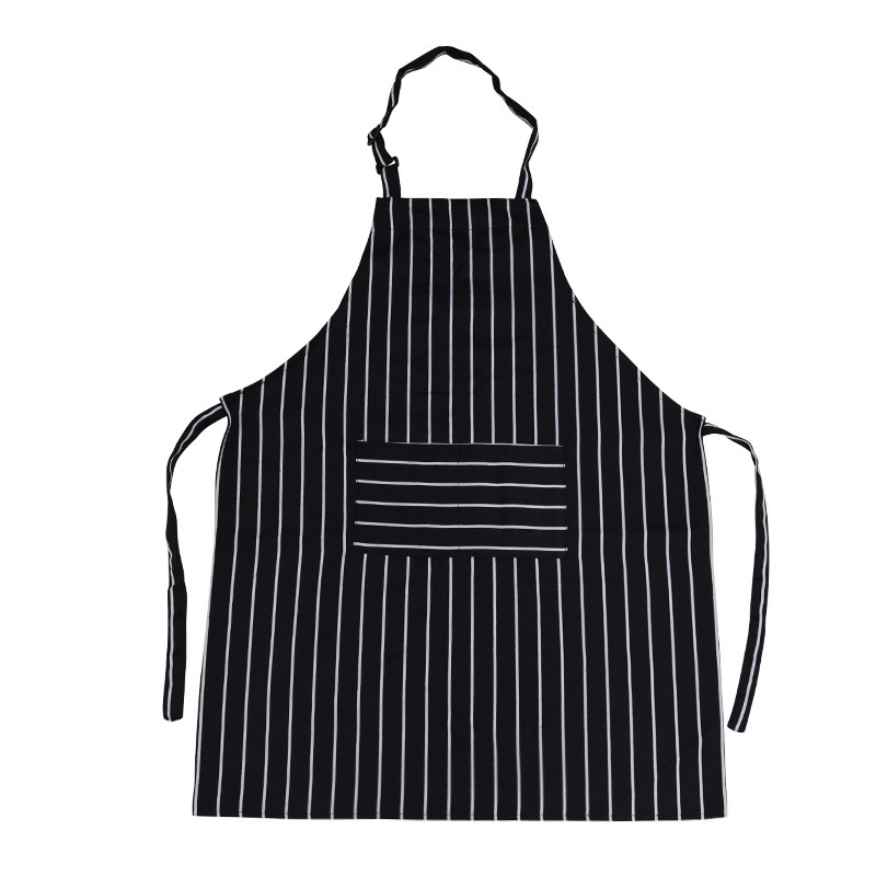 Hot Sale Promotion Wholesale Cotton Twill Black Silkscreen Print Chef BBQ Adjustable Kitchen Apron with Pocket