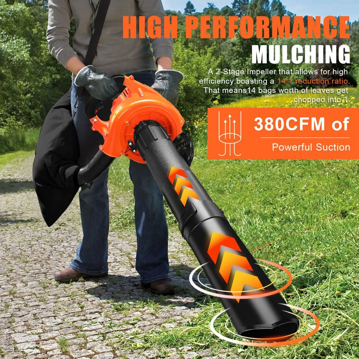 3-in-1 Gas Powered Leaf Blower Handheld Petrol Blower Vacuum Mulcher Shredder
