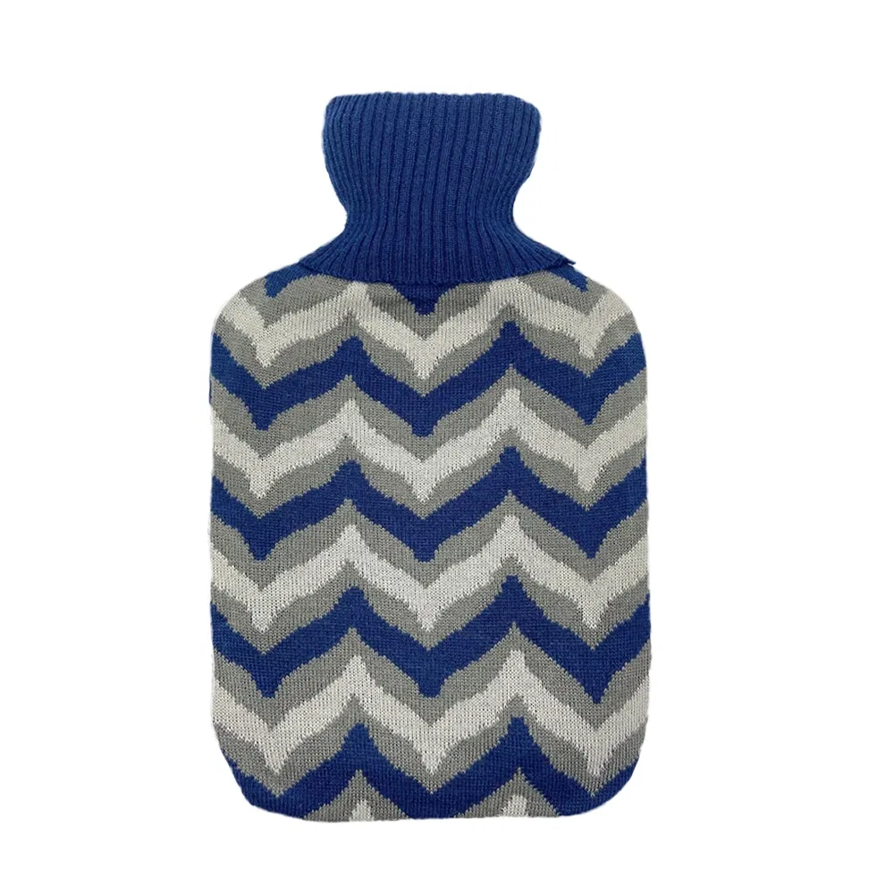 High Quality Classical Colorful 100% Acrylic Knitting Stripe Design Hot Water Bottle Cover