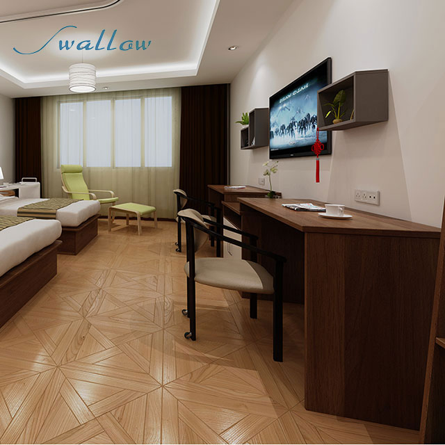 China Wooden Bedroom Panel Bed Hotel Bedroom Furniture Sets - China Bedroom Furniture, Swallow