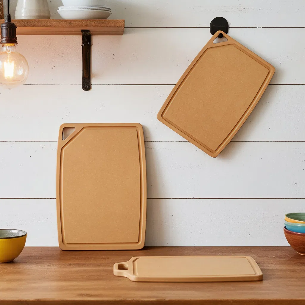 Eco-Friendly Natural Wood Fiber Cutting Board with Juice Grooves