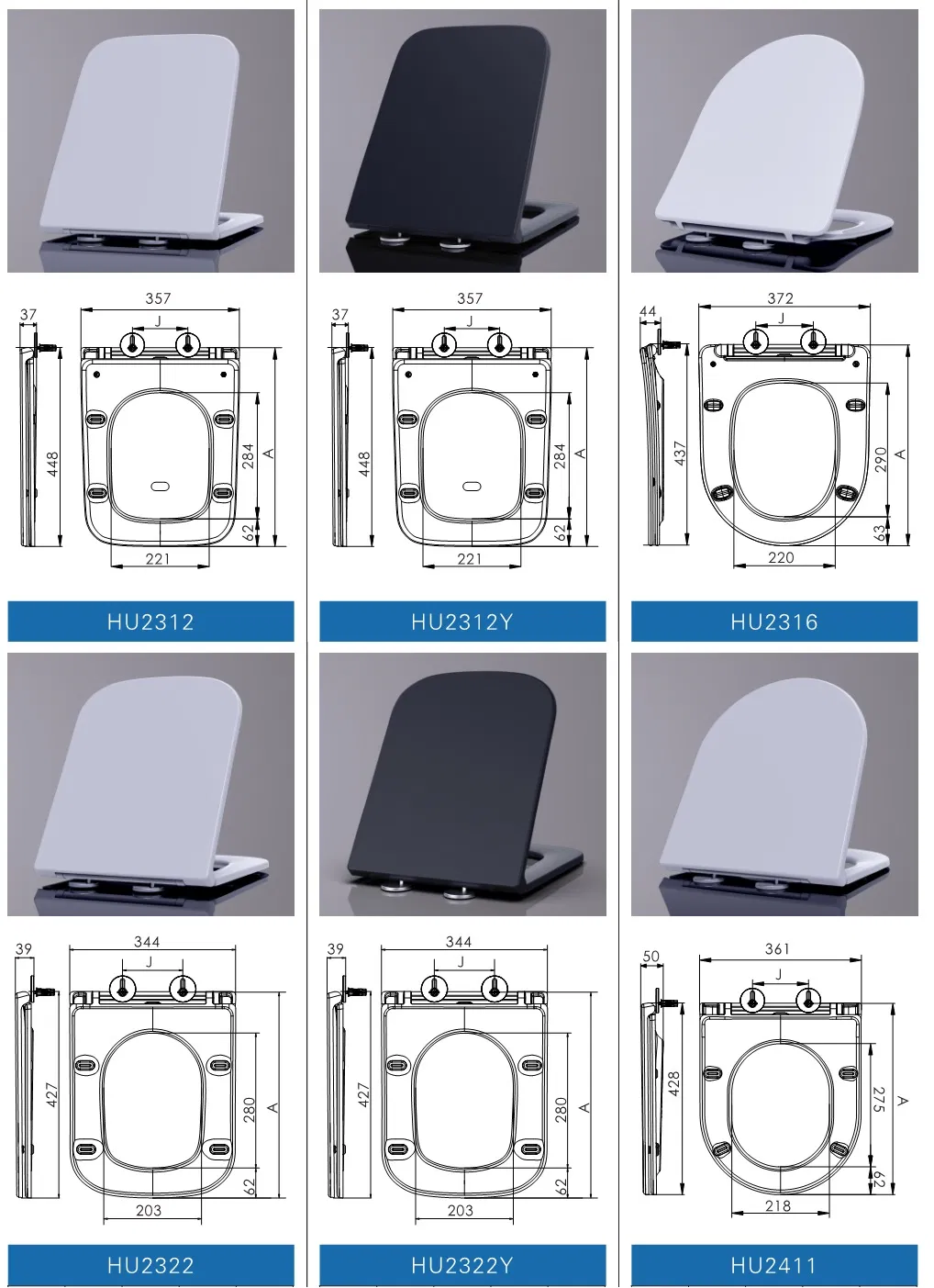 Hu2411 White UF Toilet Seat Cover, D Shape Toilet Seats