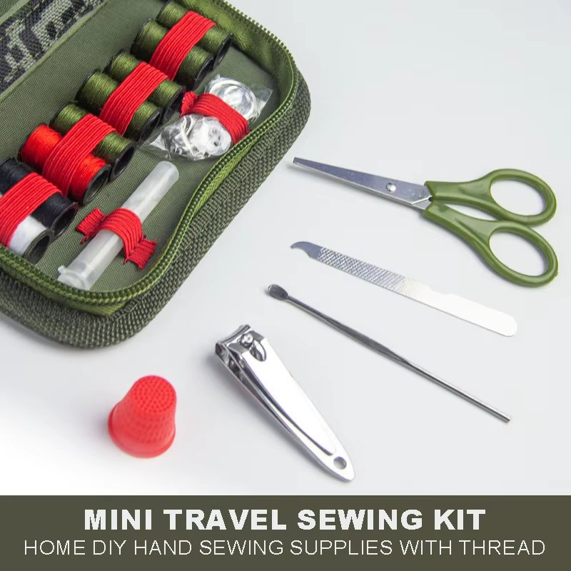 Compact Green Mini Sewing Kit for Travel and Home Use