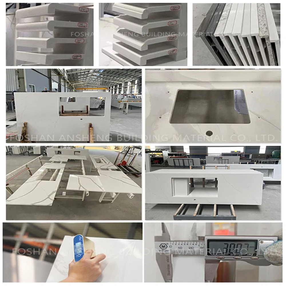 Artificial Printed Quartz Grey Quartz Stone Island Countertop Calacatta Quartz Slab Price