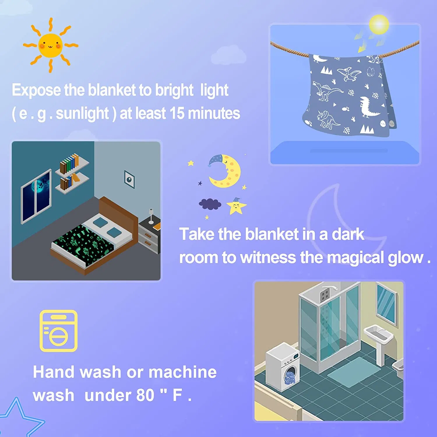 Glow in The Dark Throw Blanket for Kids 50 X 60 Inches, Cute Dinosaur Glowing Blanket with Dino Pattern for Bed Sofa Couch, Soft and Cozy Warm Cute Blankets