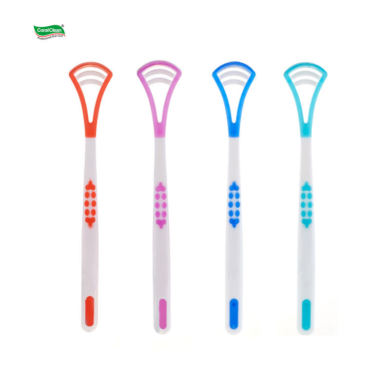 Wholesale Disposable Personal Care Tongue Massage Scraper Plastic Adult Tongue Cleaner Oral Cleaning Blister Packing