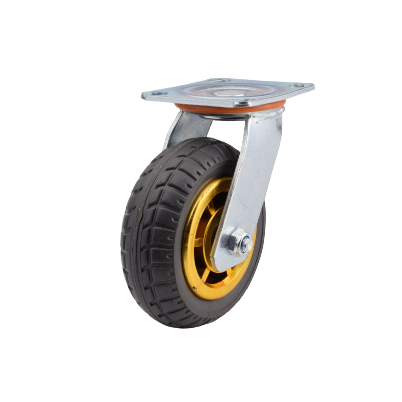 8-Inch 200mm Rubber Casters, Galvanized Iron Brackets, Brakes, Outdoor Handcart Casters