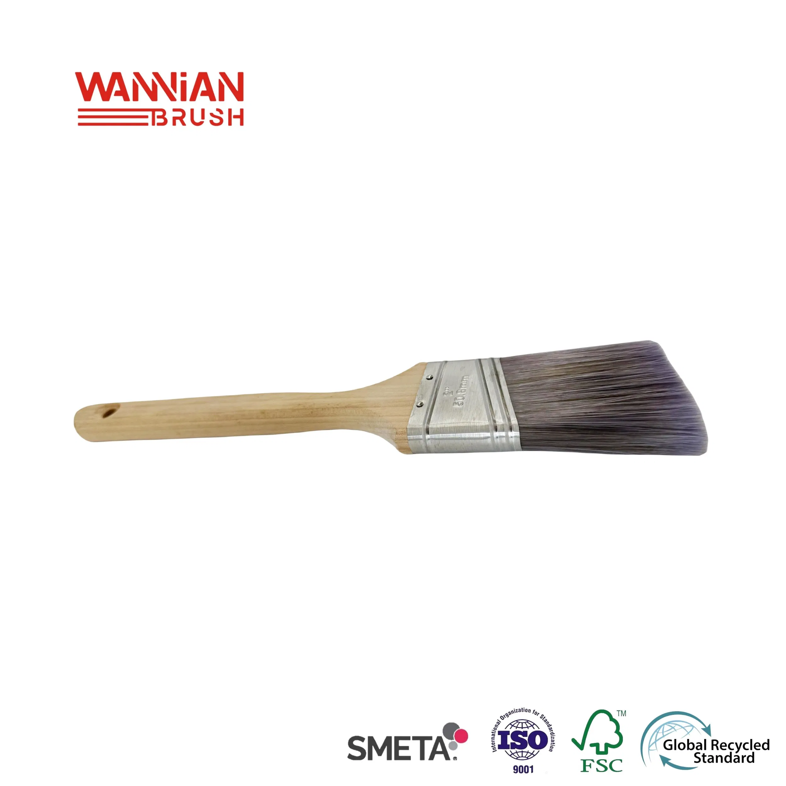 Малярная кисть с фиолетовой щетиной и длинной ручкой