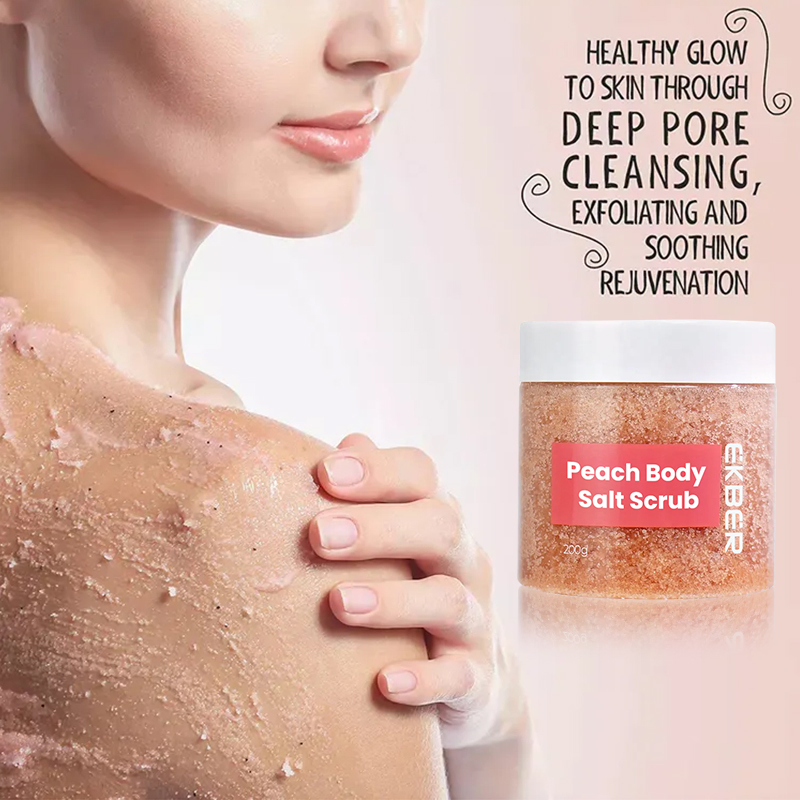 Customize Logo Lightening Exfoliation Remove Dead Skin Peach Body Scrub Salt