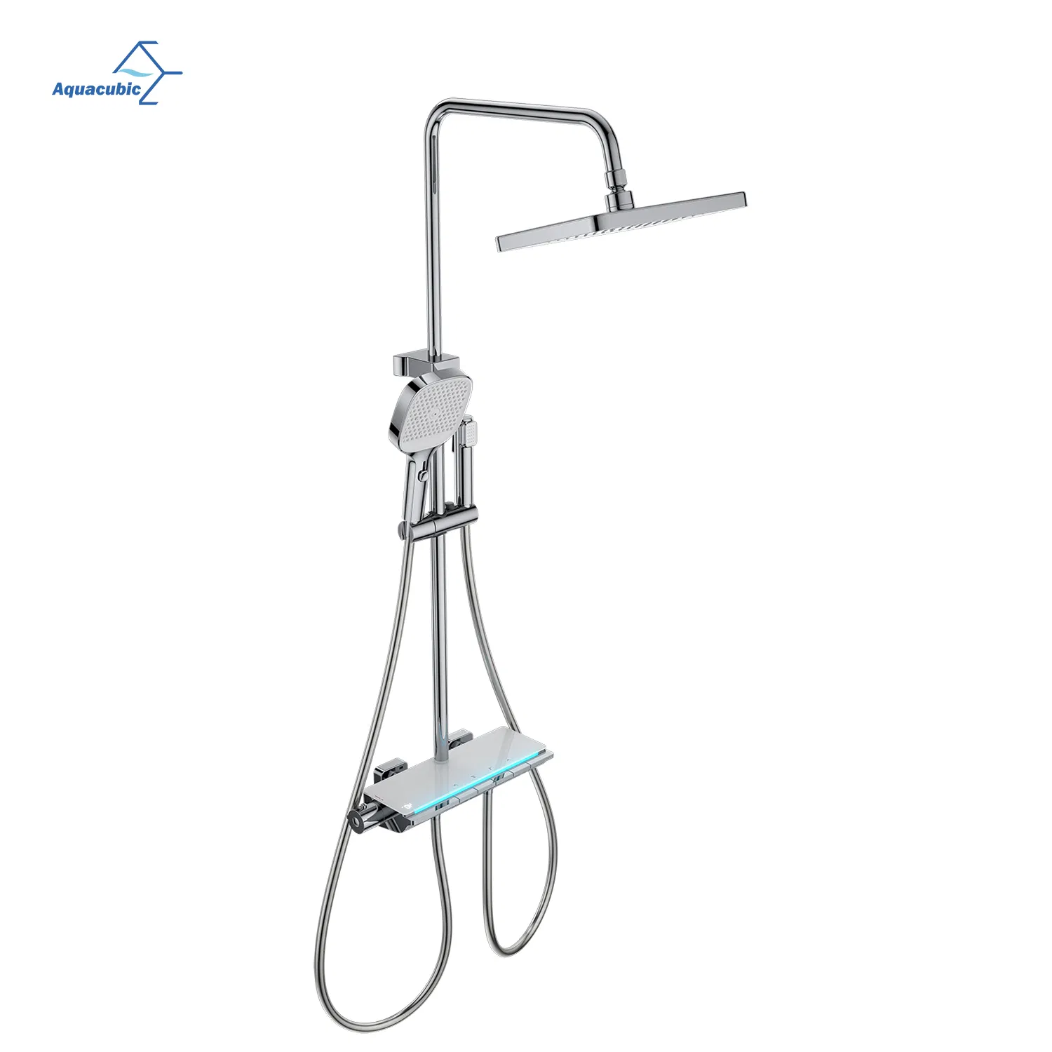 Tiktok Trend Piano Key Thermostatic Shower Set Rainfall LED Digital Display Bathroom Shower Mixer Set