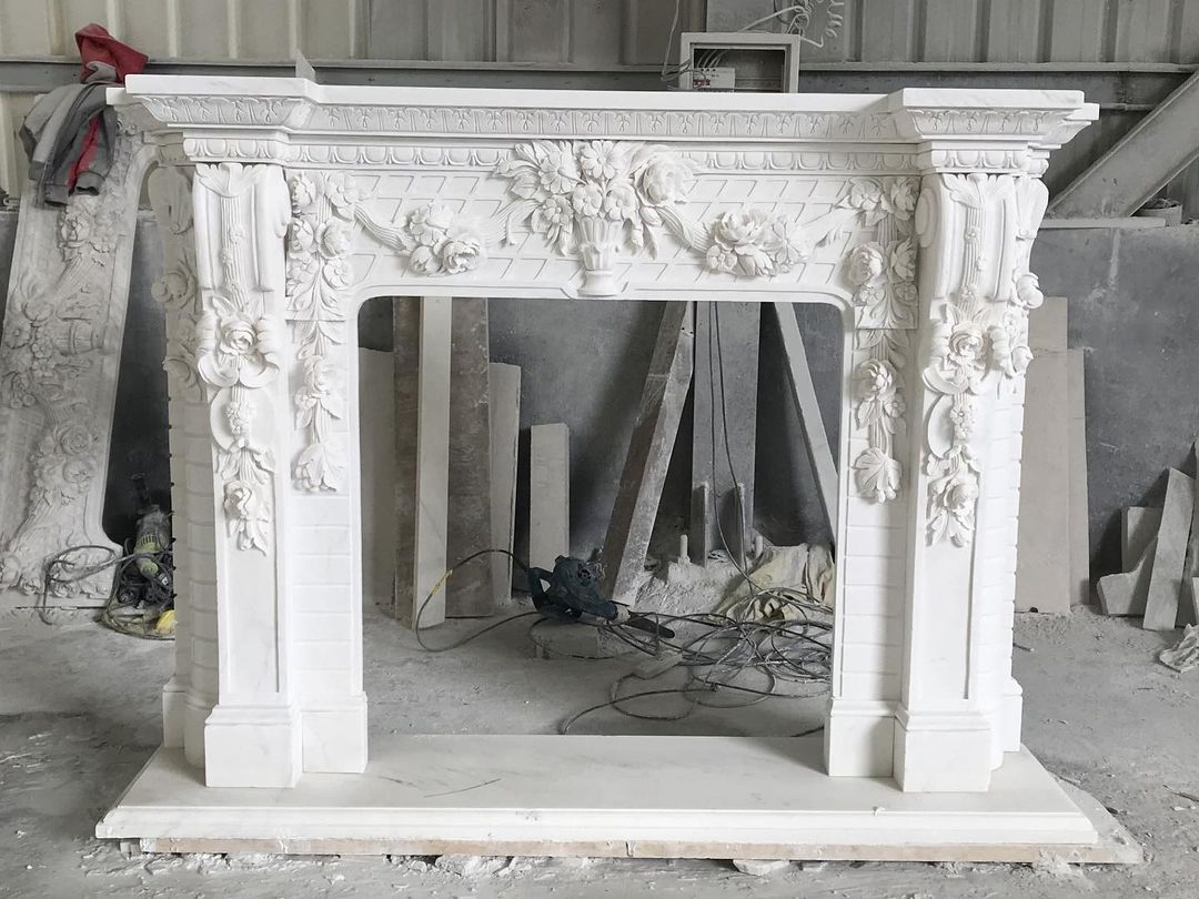 Modern Design Marble Fireplaces Mantel Surround Carving Fireplace