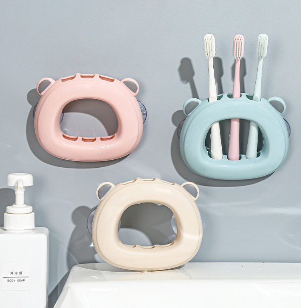 Wall-Mounted Suction Plastic Toothbrush Holder Creative Couple Suction Toothbrush Holder