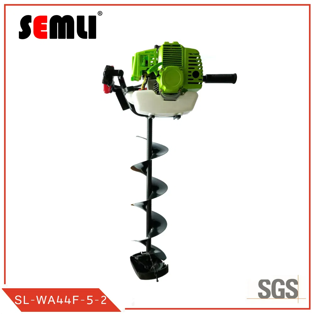 1 or 2 Men Operate Ground Drill, Earth Auger Machine
