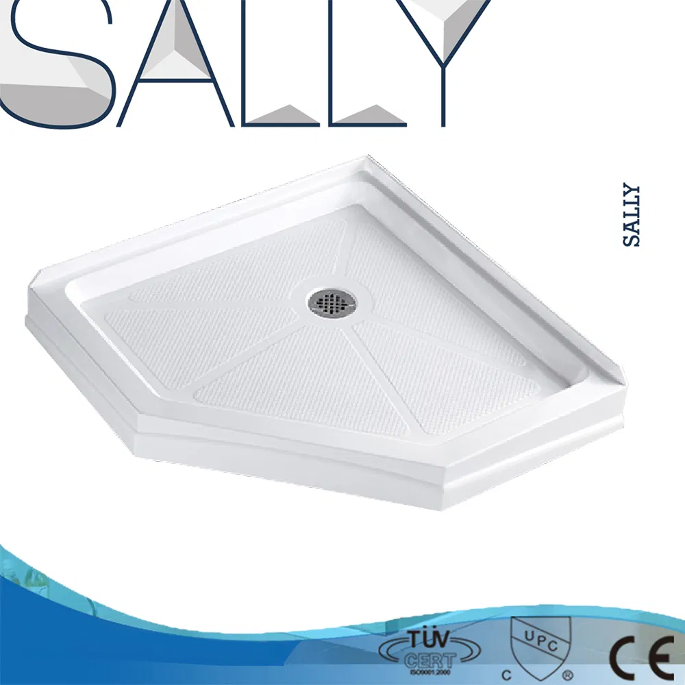 Square Curved Rectangle White Acrylic Fiberglass Shower Tray Shower Base