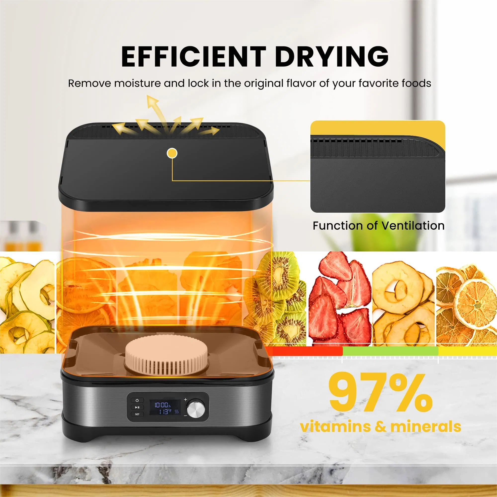 Fruit Vegetable Meat Beef Temperature Control Digital Timer Electric Machine Food Dehydrator