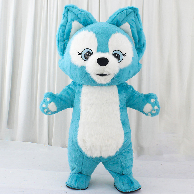 CE Certified Blue Fox Walking Doll Dress Inflatable Mascot Costume