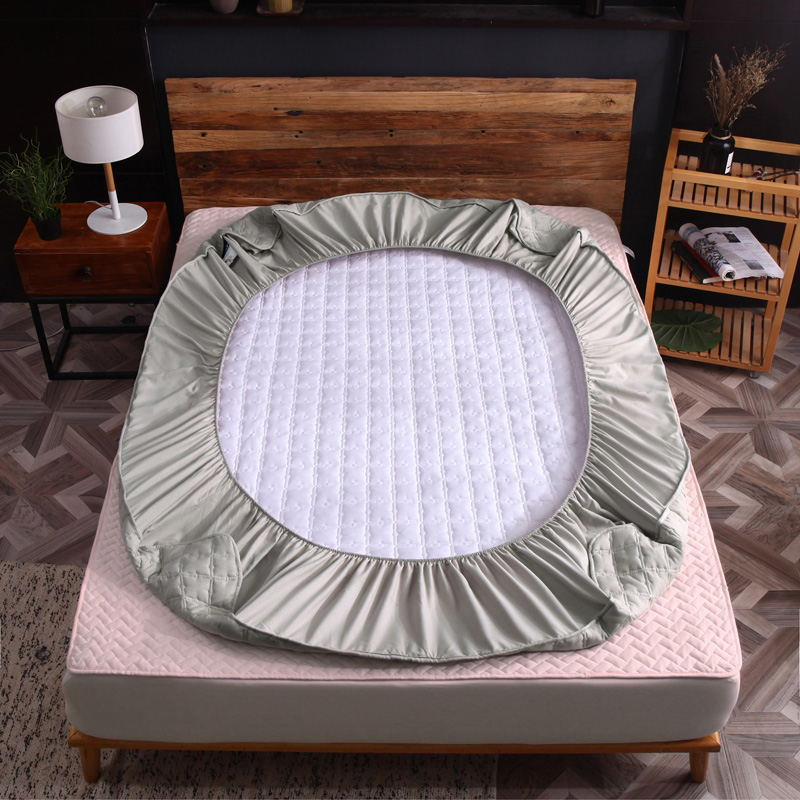 Solid Color Quilted Mattress Cover King Queen Anti-Mite Mattress Protector