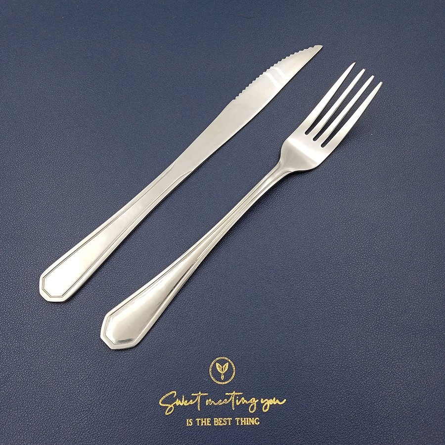 2 PC Stainless Steel Cutlery Set Steak Knife and Table Fork Set