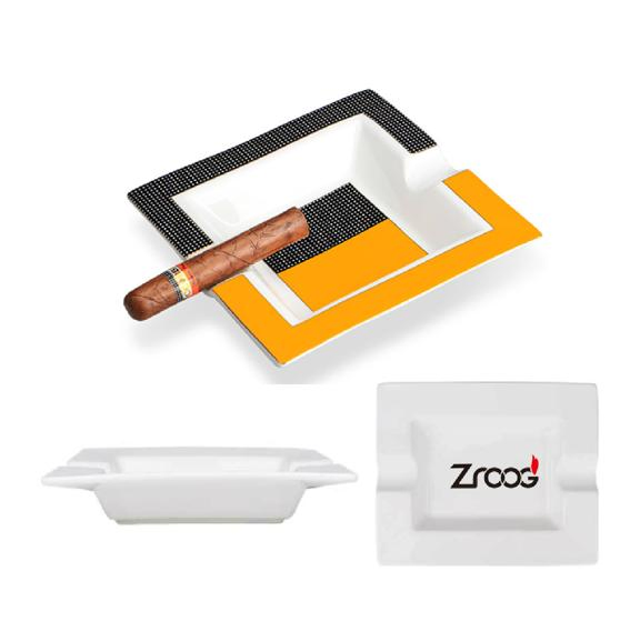 Tabletop Cigar Ceramic Ashtray Durable Solid 2 Slots Cigar Holder Manufacturer
