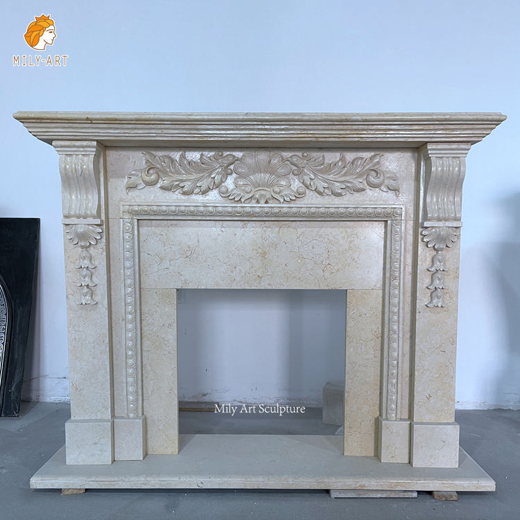Carving Natural Stone Simple Regency Marble Fireplaces Mantel Surround
