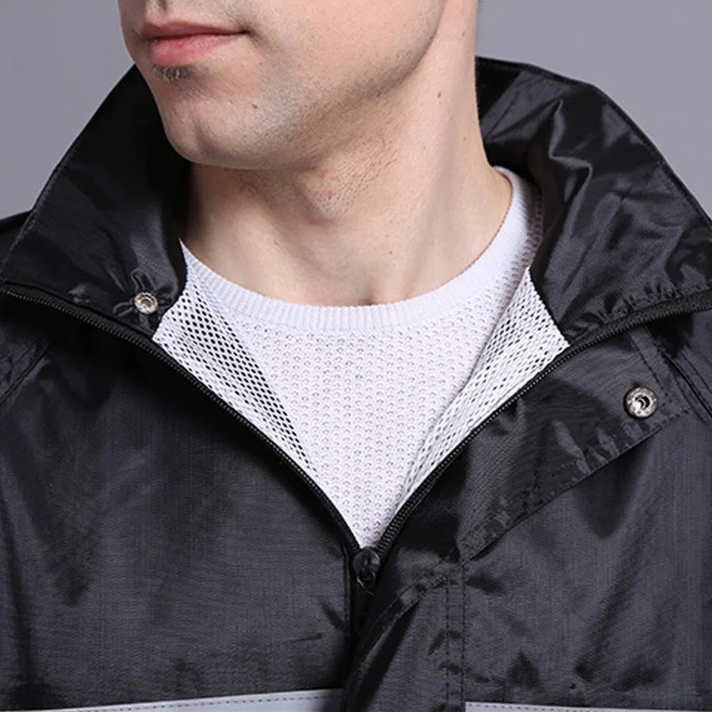 Double Layer Windproof Oxford Rainproof Raincoat with Breathable Mesh Reflective Strip