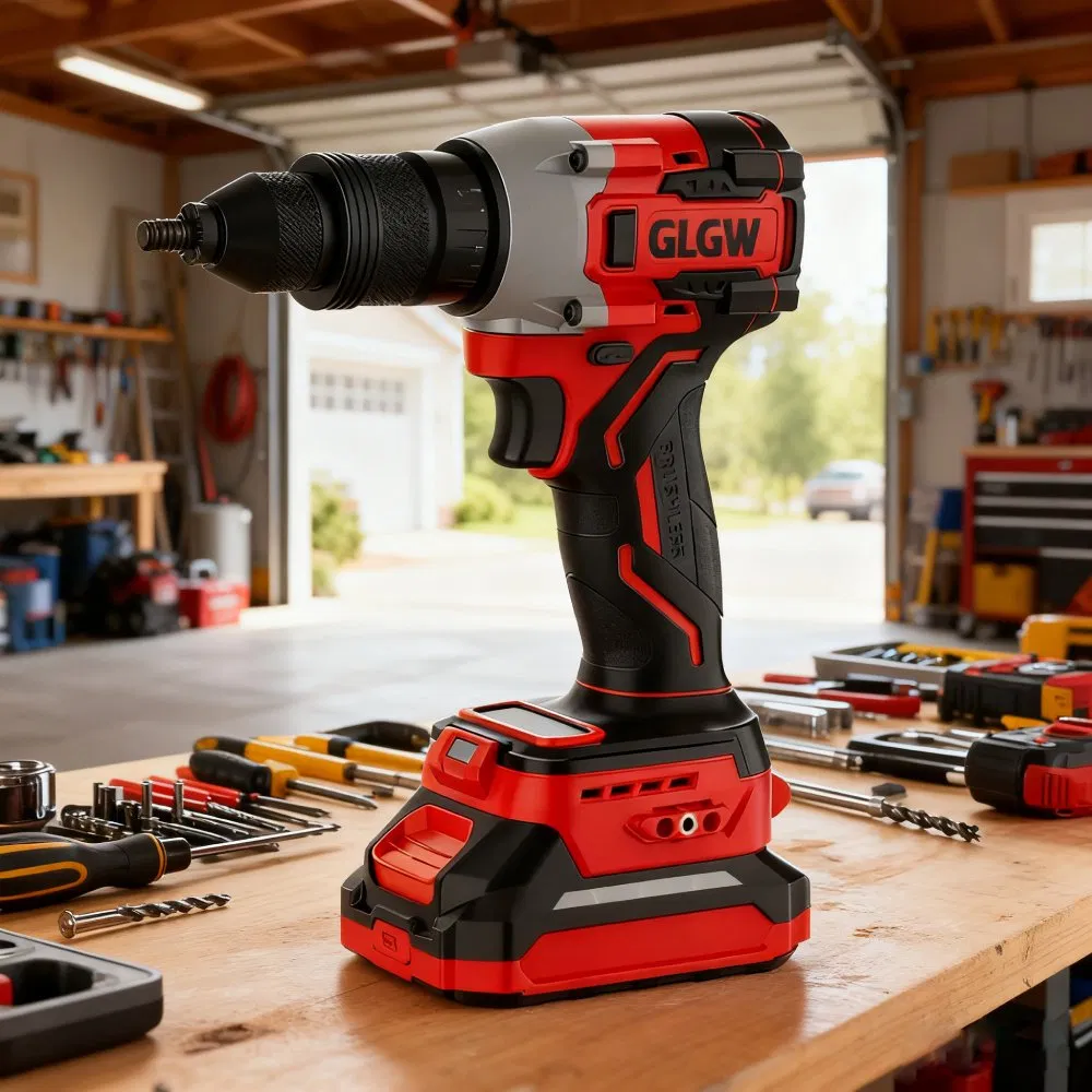 Glgw 20V Cordless Brushless Motor Automatic Industrial Lithium Battery Nut Riveting Gun M3-M12 Nut Rivet Machine Tool for DIY