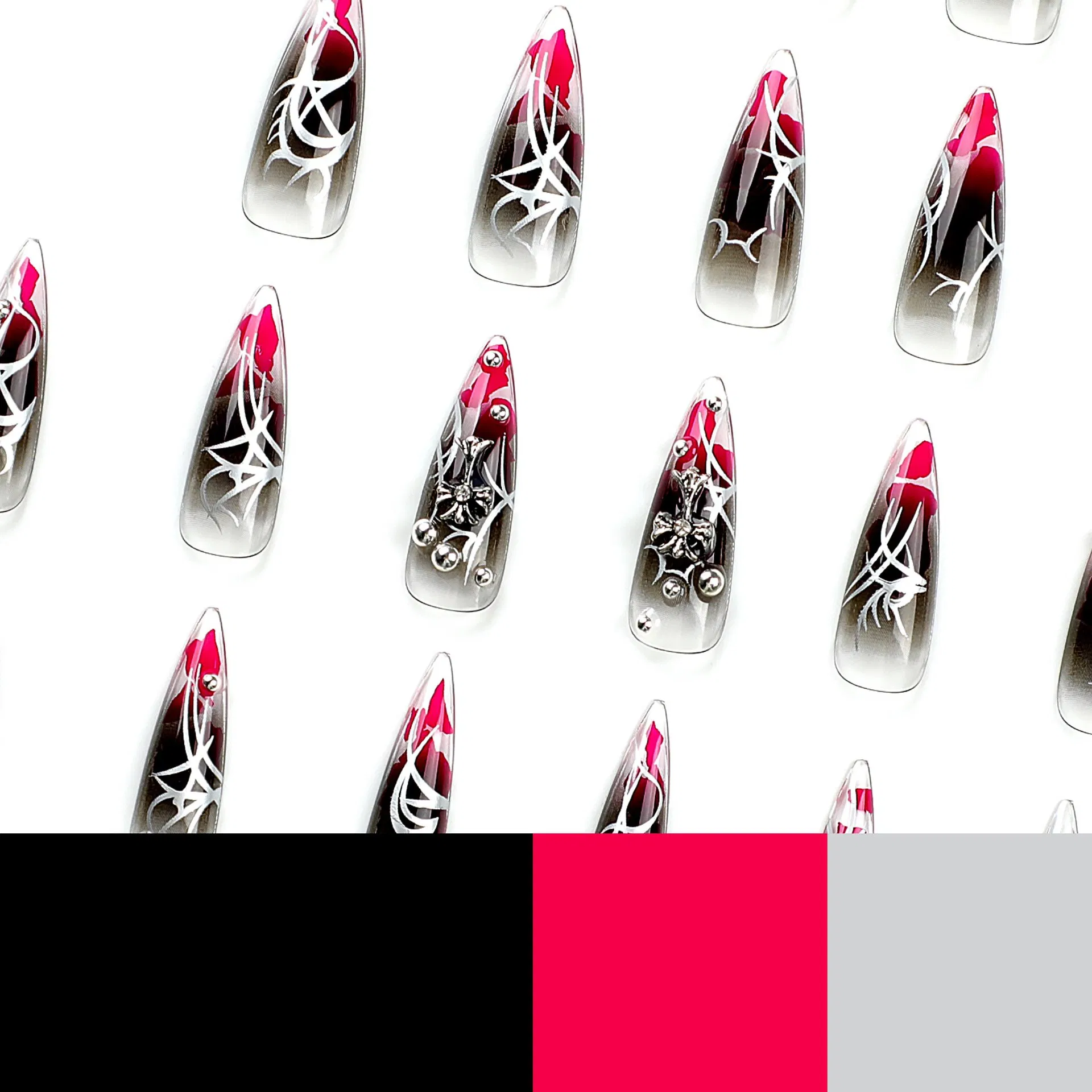 2026 New Dark Cross Nail Patch False Nail