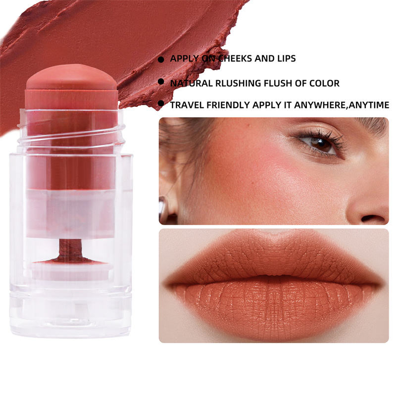 High Pigment Long Lasting Vegan Cheek Monochromatic Multi-Stick Blush for Lip and Check