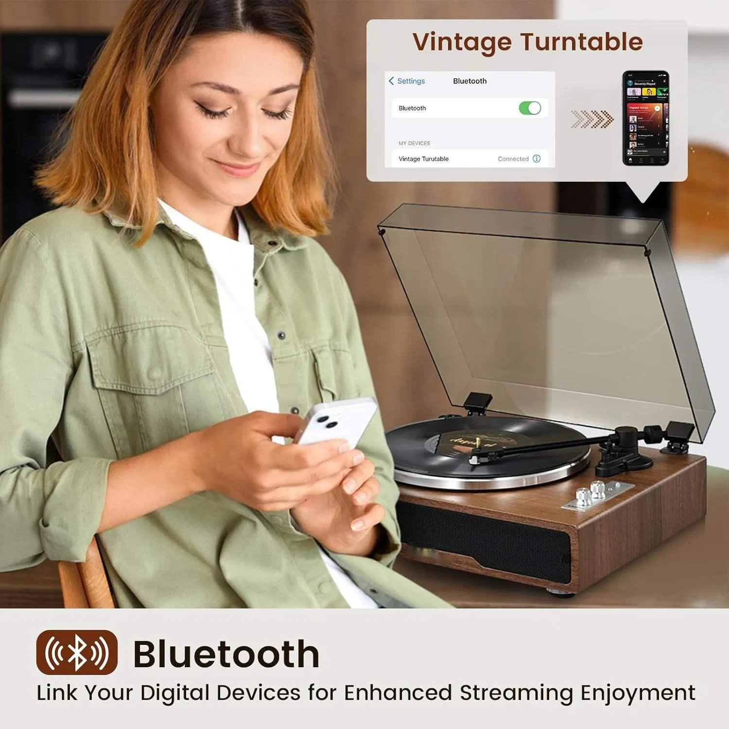 Портативный проигрыватель винила AT-3600L со встроенными колонками