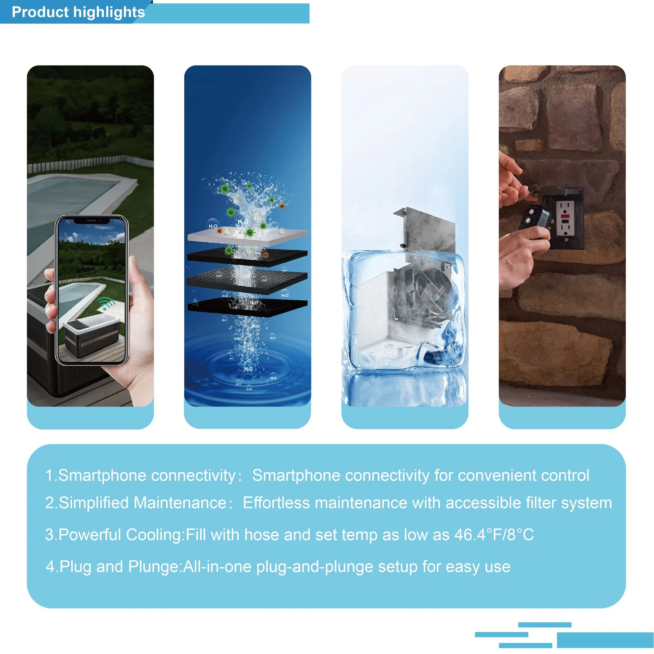 Outdoor Acrylic Hot and Cold Plunge Tub Ice Bath Tub Recovery with Water Chiller