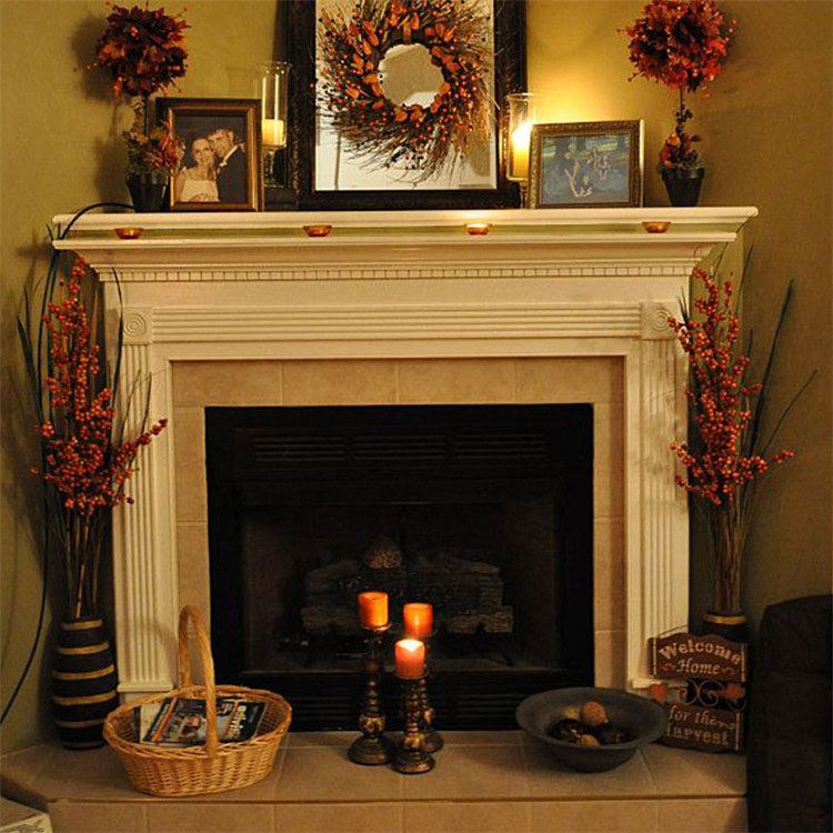 Exquisite Classic White Marble Fireplace Mantel with Stone Carvings